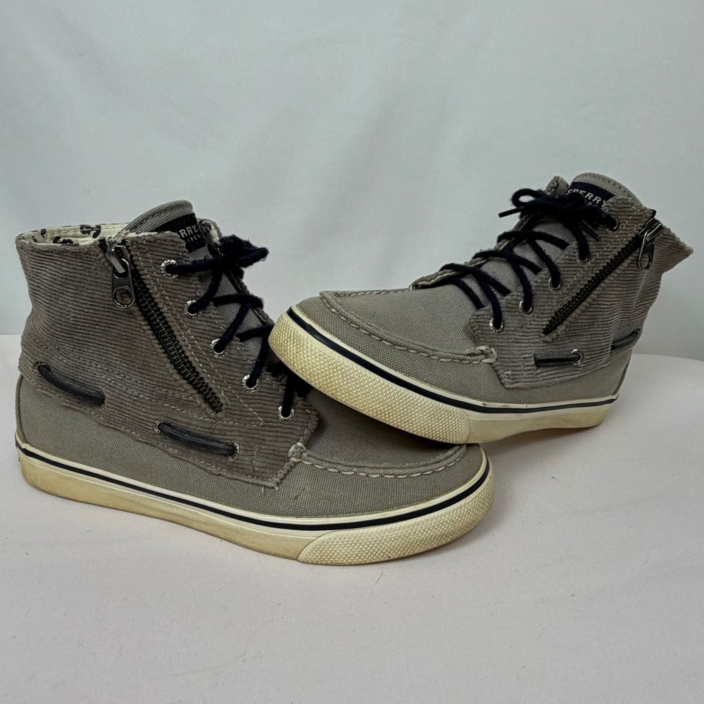 Sperry Top-Sider Gray Corduroy Canvas High Top Sneakers STS90064 Womens 7.5